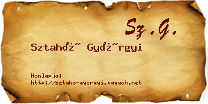 Sztahó Györgyi névjegykártya