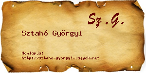 Sztahó Györgyi névjegykártya